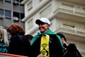 Singer Netinho smiling on the podium at the demonstration for the auditable printed vote