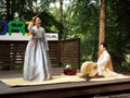 A singer and a percussionist dressed in hanbok, traditional Korean dress, perform at the Jeonju International Sori Festival