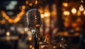 Singer performs on stage with microphone and spotlight generated by AI Royalty Free Stock Photo