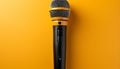 Singer performs on stage with shiny gold microphone generated by AI Royalty Free Stock Photo