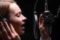 Singer or radio host, voice acting for films or blogger, audio book in the process of work, recording a track