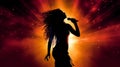 Singer\'s silhouette with glowing lights