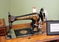 Singer sewing machine on display inside The Mount, once home to author Edith Wharton, Lenox, Mass, summer, 2021