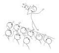 Singer Singing, Audience is Happy, Vector Cartoon Stick Figure Illustration