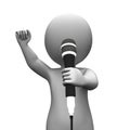 Singer Singing Character Shows Music Or Karaoke