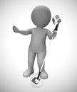 Singer singing songs with a microphone at a concert- 3d illustration Royalty Free Stock Photo