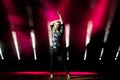 Singer standing on the stage in the night club. Royalty Free Stock Photo