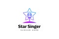 Singer star logo template. Microphone silhouette inside star. Icon for leading, song contest, event, karaoke, podcast