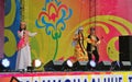 Singer woman performs on stage. Sabantui celebration in Moscow