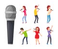 Singers and Microphone, Men and Women Singing