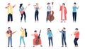 Singers and musicians. Music and performance industry workers, creative people play musical instruments and sing. Recent Royalty Free Stock Photo