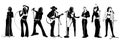 Singers Silhouette Set. Jazz, pop, rock, country, disco vocalists. Royalty Free Stock Photo