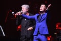 Singers Soso Pavliashvilli L and Stas Piekha R performs on stage during the Viktor Drobysh 50th year birthday concert