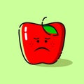 cute red apple emoticon illustration. disappointed emoticon