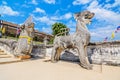 Singha and naga statue at Wat Prathat Lampang Luang Temple, Lamp Royalty Free Stock Photo