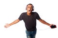 Singing along while listening to music Royalty Free Stock Photo