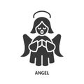 Singing angel glyph icon. Christmas symol. Vector illustration Royalty Free Stock Photo