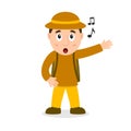 Singing Archeologist Cartoon Character Royalty Free Stock Photo