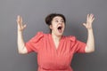 Singing big woman expressing herself like a drama queen Royalty Free Stock Photo