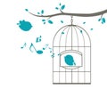 Singing birds on a cage