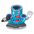 Singing blue sponge coral isolated the mascot Royalty Free Stock Photo