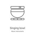 singing bowl icon vector from music instruments collection. Thin line singing bowl outline icon vector illustration. Linear symbol