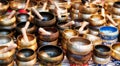 Singing bowl and other religious Tibetan musical instruments. Meditation and relax.