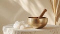 Singing bowl for relaxation massage and meditation. Sound healing and harmony.