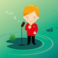 Singing boy on waterlily