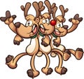 Singing cartoon Christmas reindeers Royalty Free Stock Photo