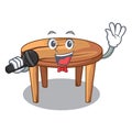 Singing cartoon wooden dining table in kitchen