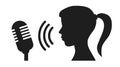 Singing casting microphone woman icon symbol