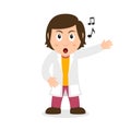 Singing Chemist Woman Cartoon Character