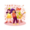 Singing with children isolated cartoon vector illustration