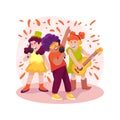 Singing with children isolated cartoon vector illustration.