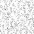 Singing children seamless pattern