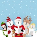 Singing christmas characters in the snow cartoon