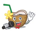 Singing cocktail coconut mascot cartoon