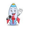 Singing cute rocket character cartoon