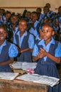 Singing elemetary school boys and girls in rural Haiti Royalty Free Stock Photo