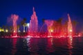 Singing fountain, illuminated by a bright light Royalty Free Stock Photo