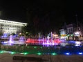 Singing fountain with neon lights in the center of Varna