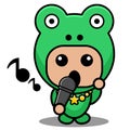 Singing frog animal mascot costume Royalty Free Stock Photo