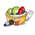 Singing fruit tart mascot cartoon