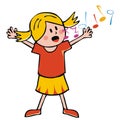 Singing girl and music notes, eps. Royalty Free Stock Photo