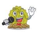 Singing green coral reef isolated with cartoon