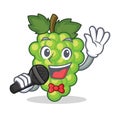 Singing green grapes mascot cartoon