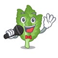 Singing green mustard in the cartoon shape