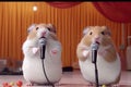 Singing Hamsters, Disco of 80s, Concert of 90s, Karaoke with Rodents, Abstract Generative AI Illustration