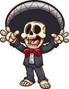 Singing mariachi skeleton with arms up